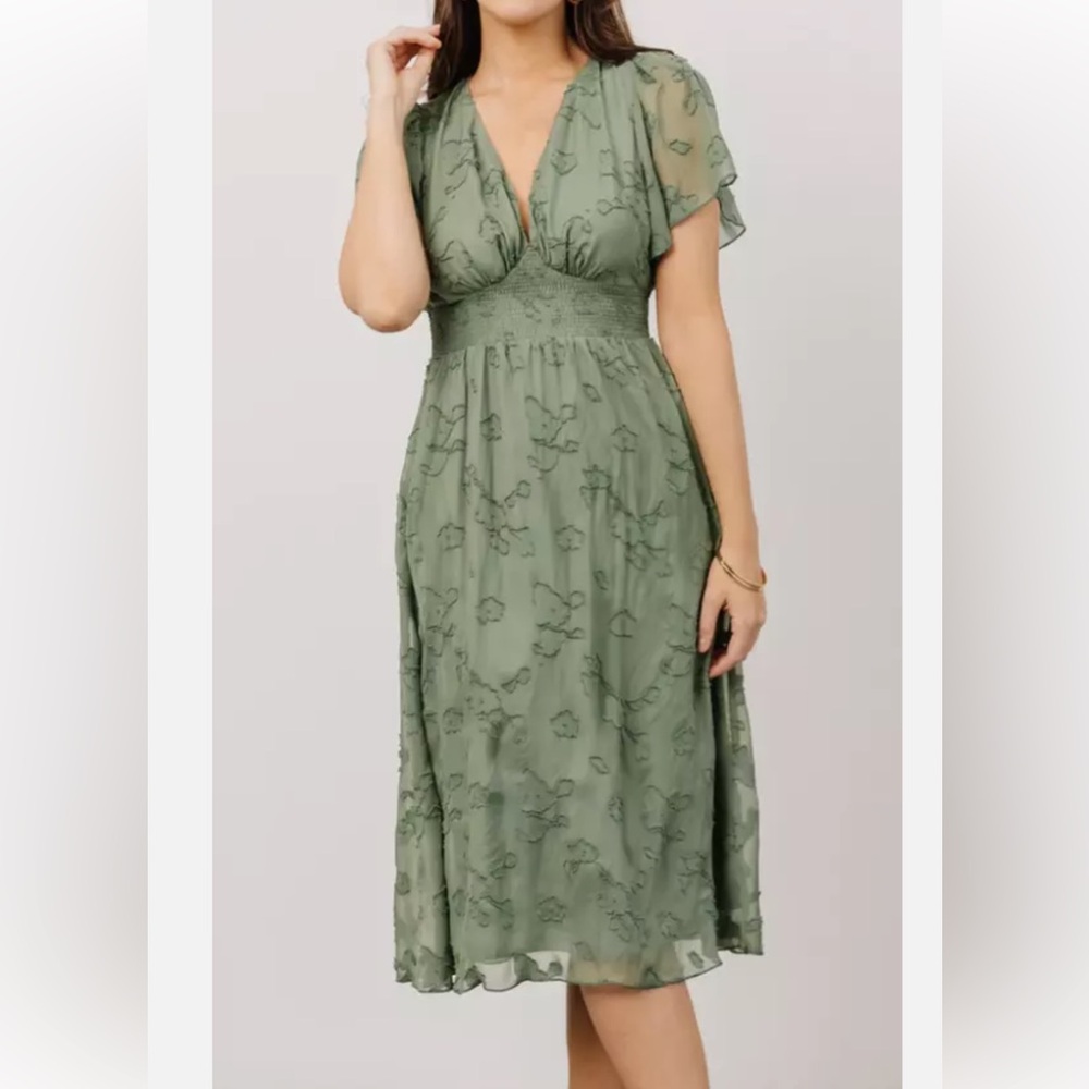 Baltic Born June Smocked Midi Dress | Green